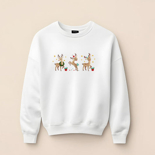 Sweat brodé, Rennes de noël