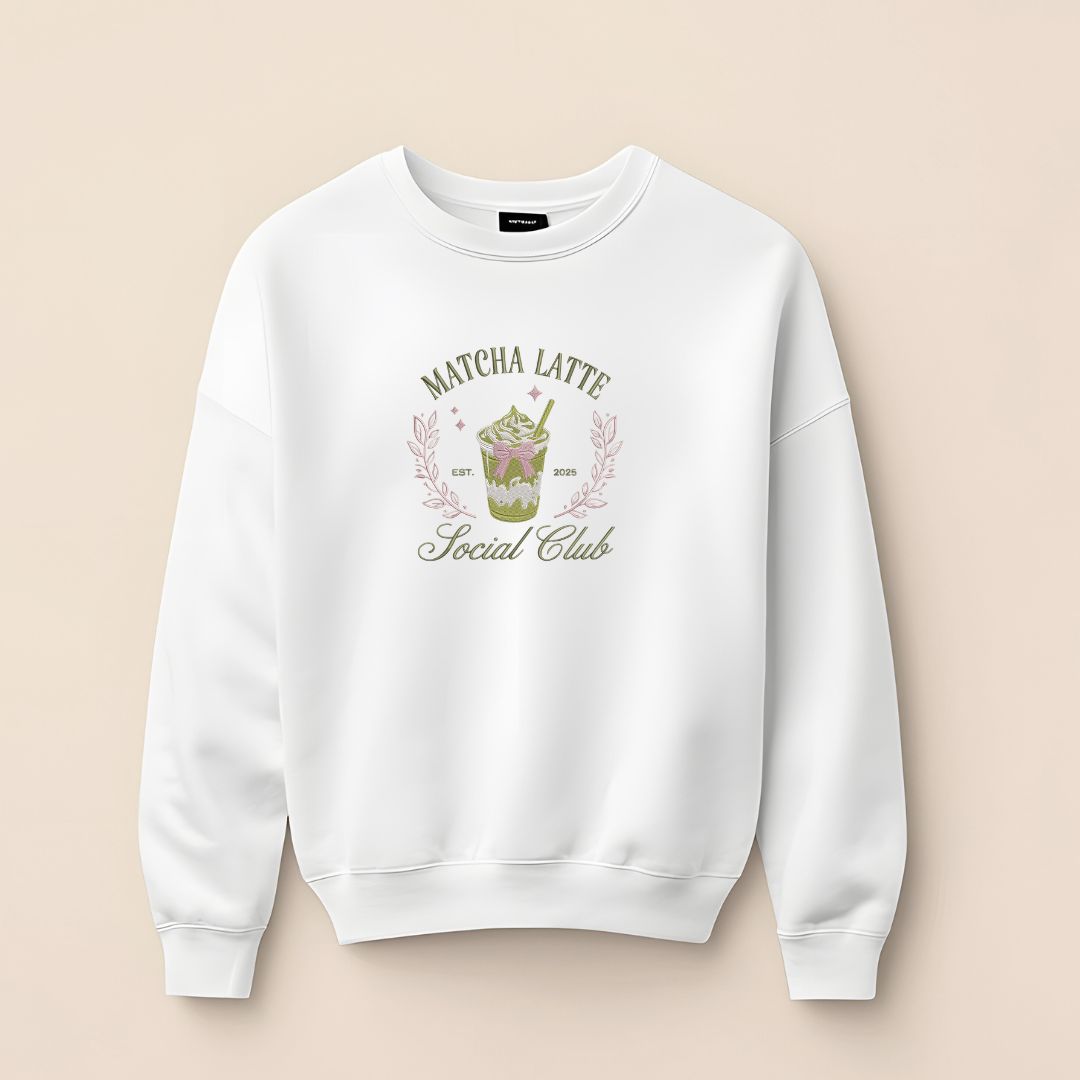 Sweat brodé, Matcha Latte