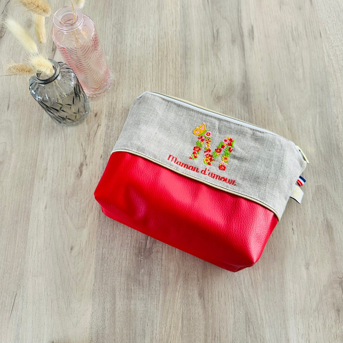 Trousse brodée, Maman d'amour