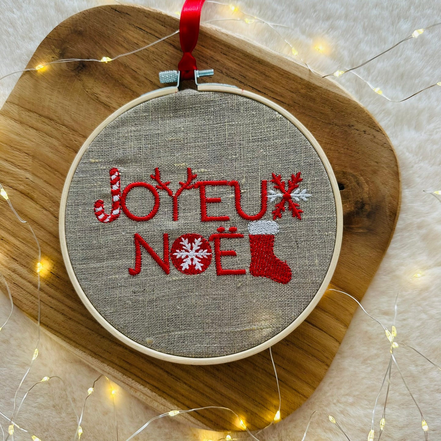 Boule de noël brodé "Joyeux Noël"