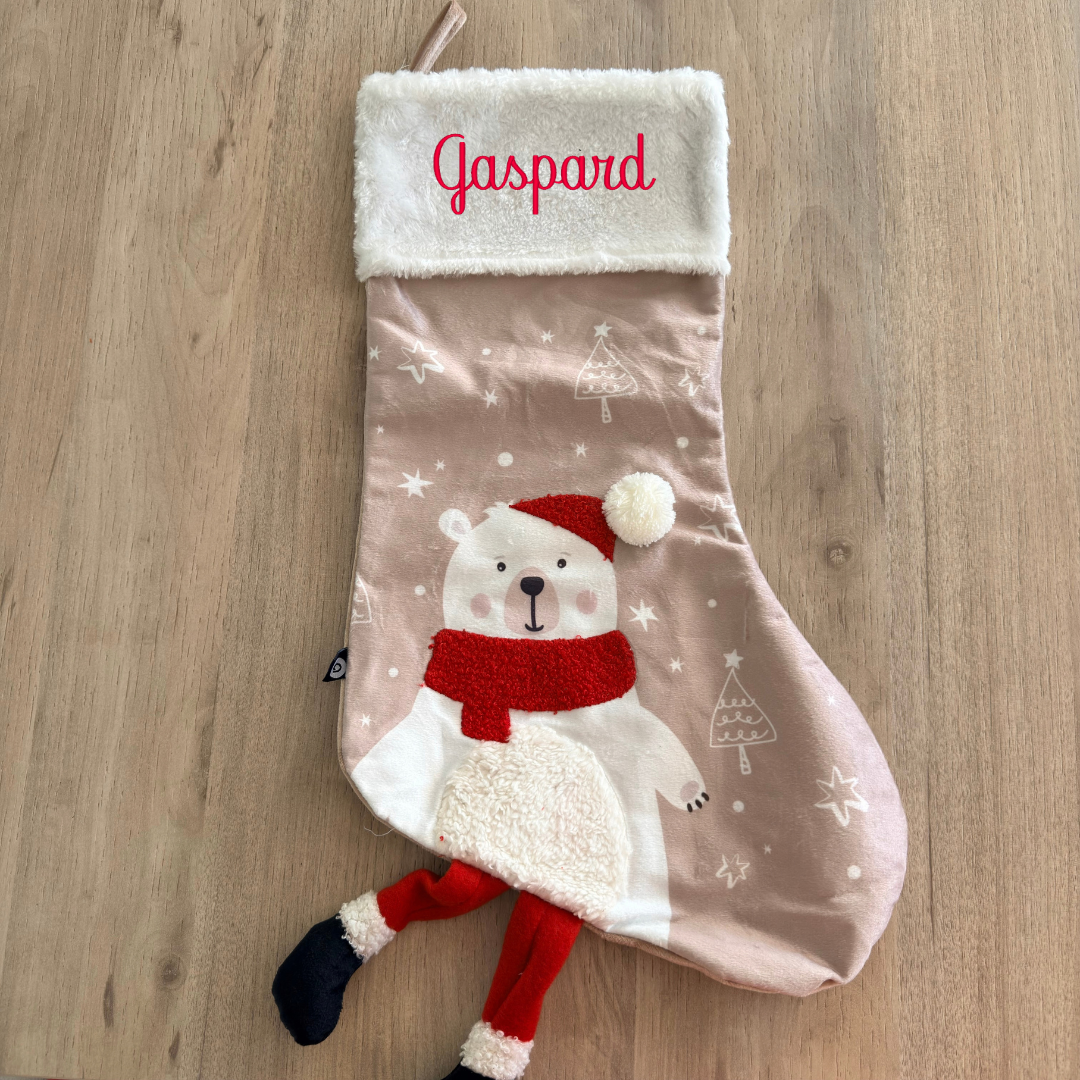 Botte de noël personnalisée - petit ours