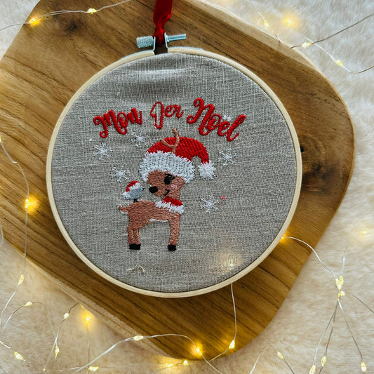 Boule de noël brodé "1er Noël Biche"