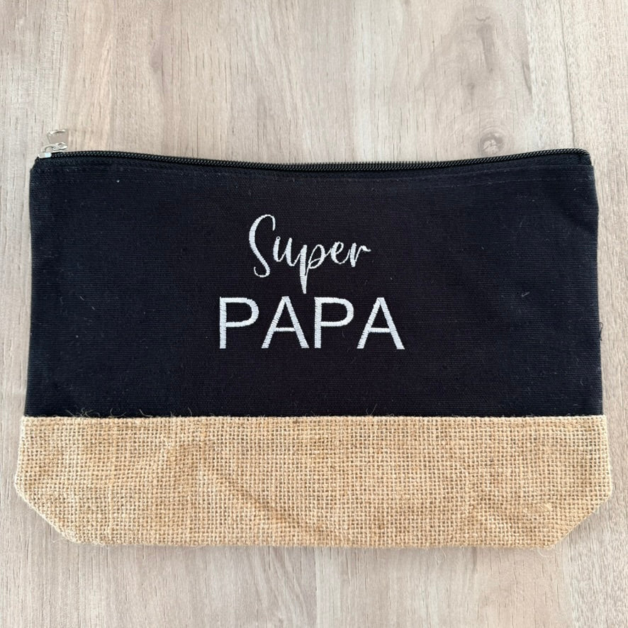 Trousse brodée, Super Papa