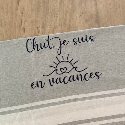 Fouta brodée, Soleil et vague