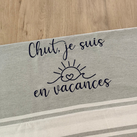 Fouta brodée, Soleil et vague