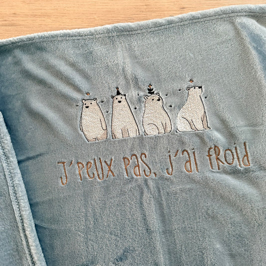 Plaid brodé, Ours polaire