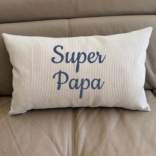 Coussin en velours côtelé – Super Papa