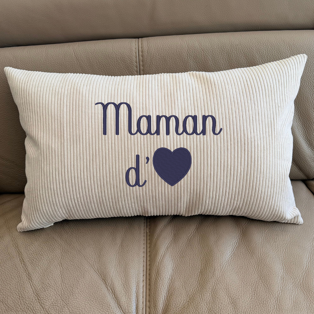 Coussin en velours côtelé – maman d'amour