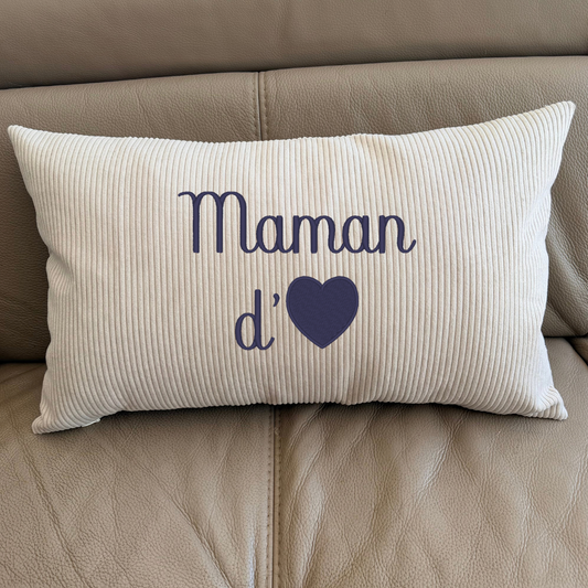 Coussin en velours côtelé – maman d'amour