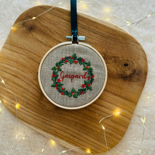 Boule de noël brodé "Couronne", personnalisable