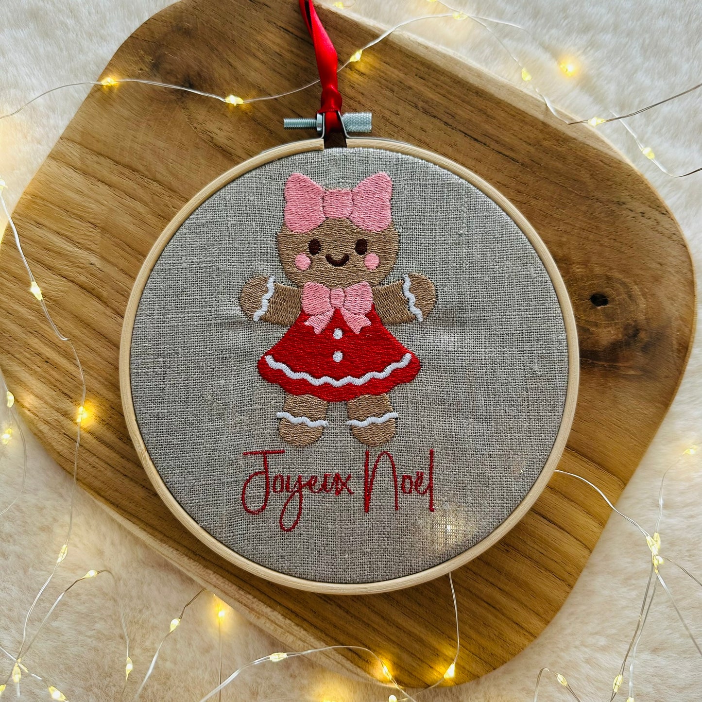 Boule de noël brodé "Gingerbread Fille", personnalisable