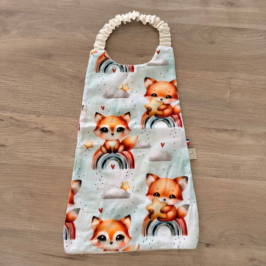 Bavoir maternelle, renard arc en ciel