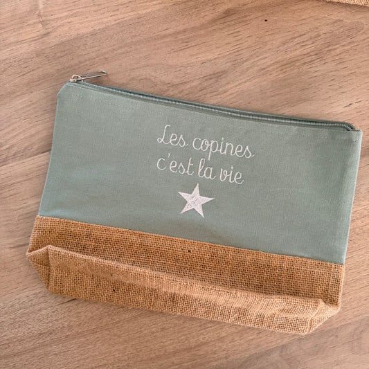 Trousse brodée, Les copines c'est la vie