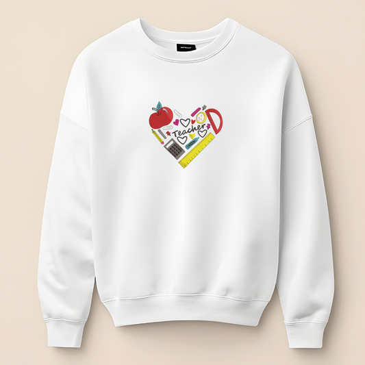 Sweat brodé, coeur teacher
