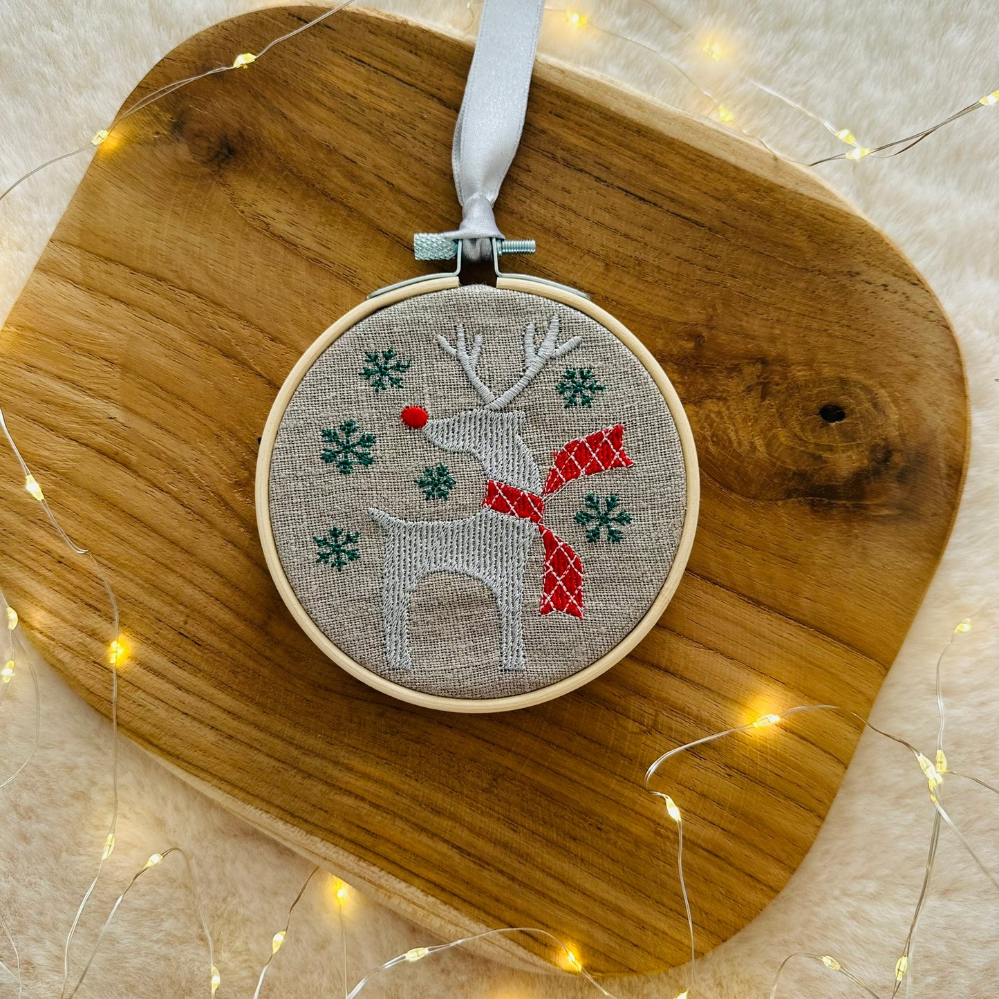 Boule de noël brodé "Renne de Noël"