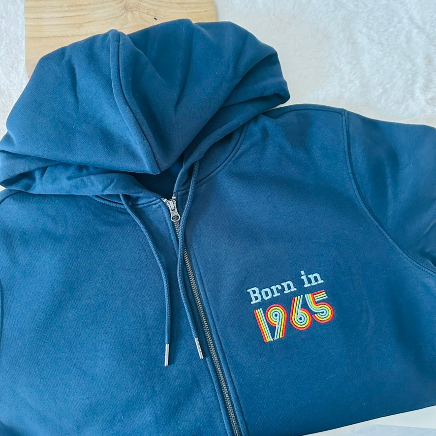 Veste zipée brodée, Born in ...