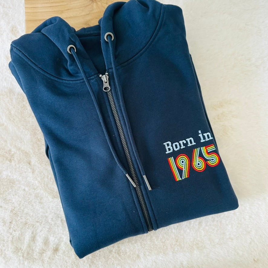 Veste zipée brodée, Born in ...
