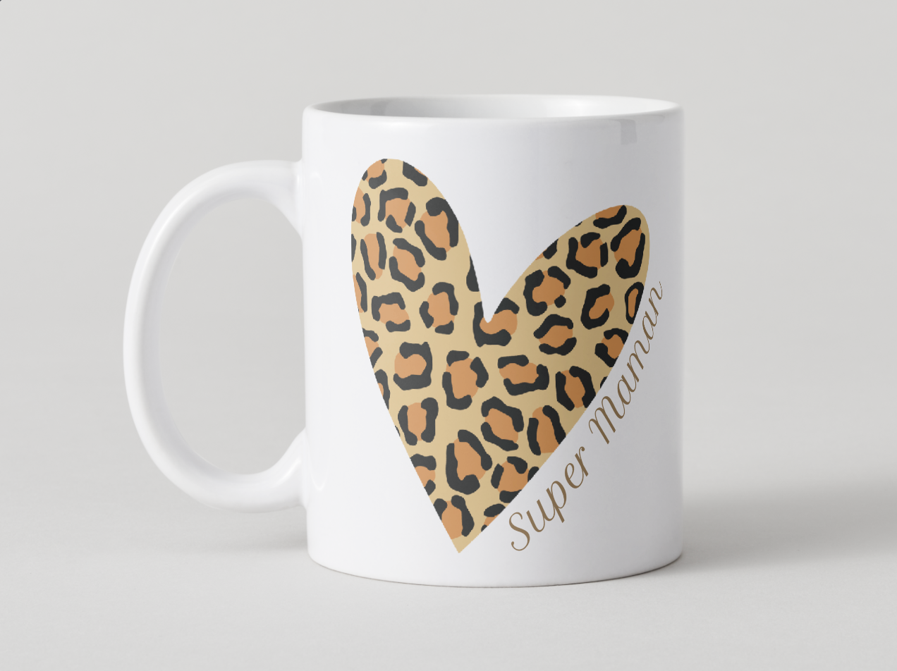 Mug, Coeur Léopard