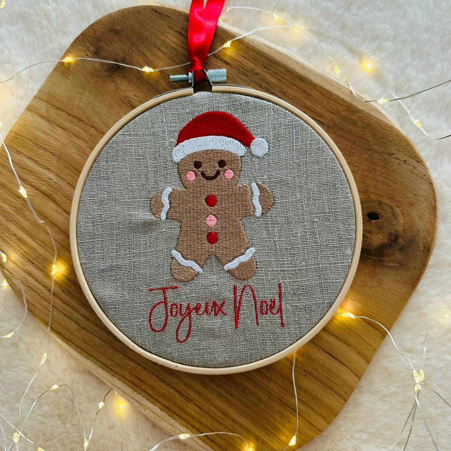 Boule de noël brodé "Gingerbread Garçon", personnalisable