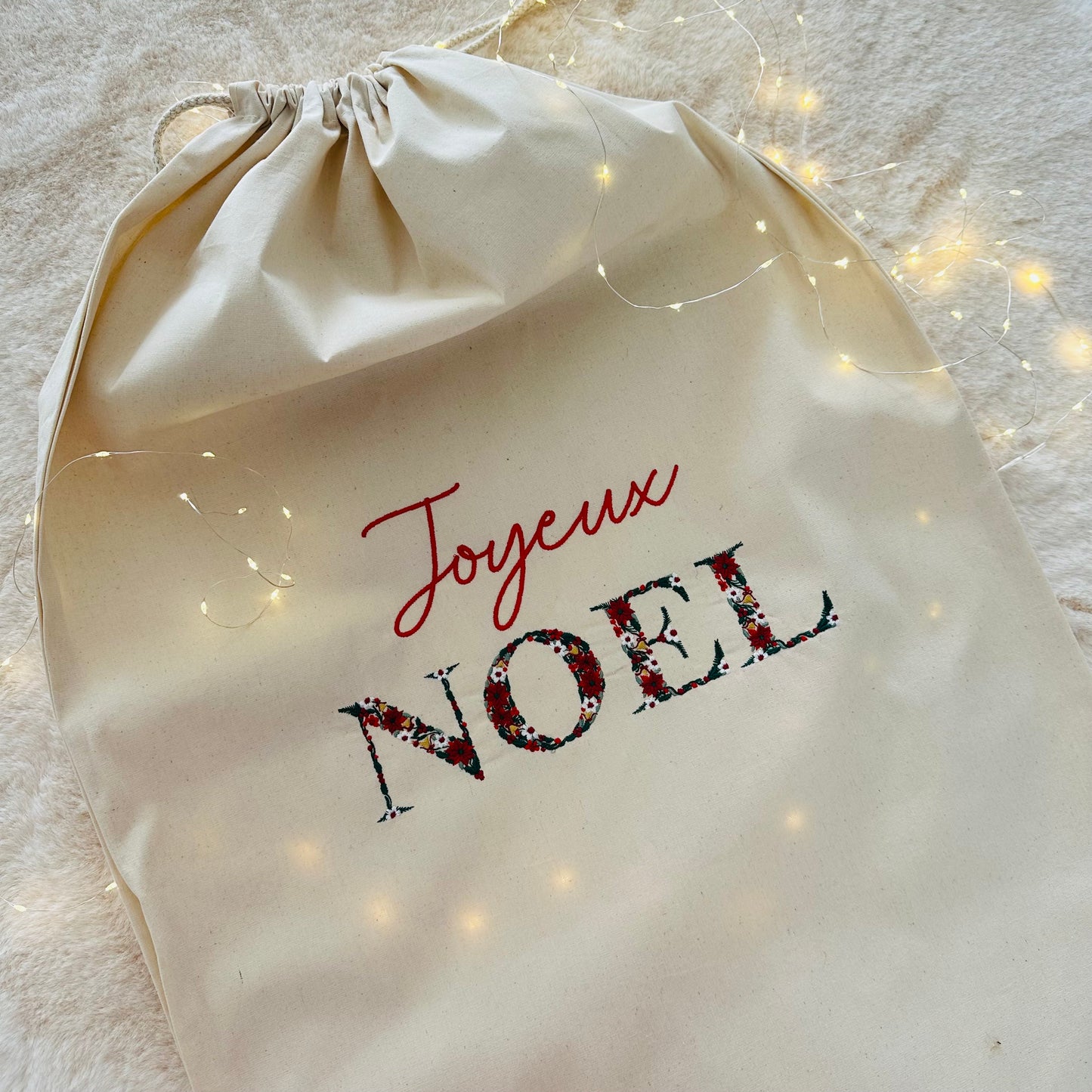 Hotte ou pochon de Noël "Joyeux Noël"