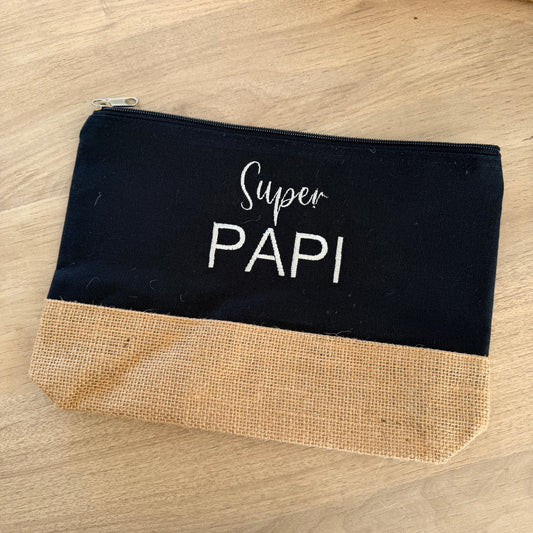 Trousse brodée, Super Papi
