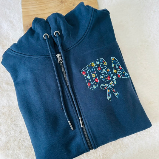Veste zipée brodée, USA